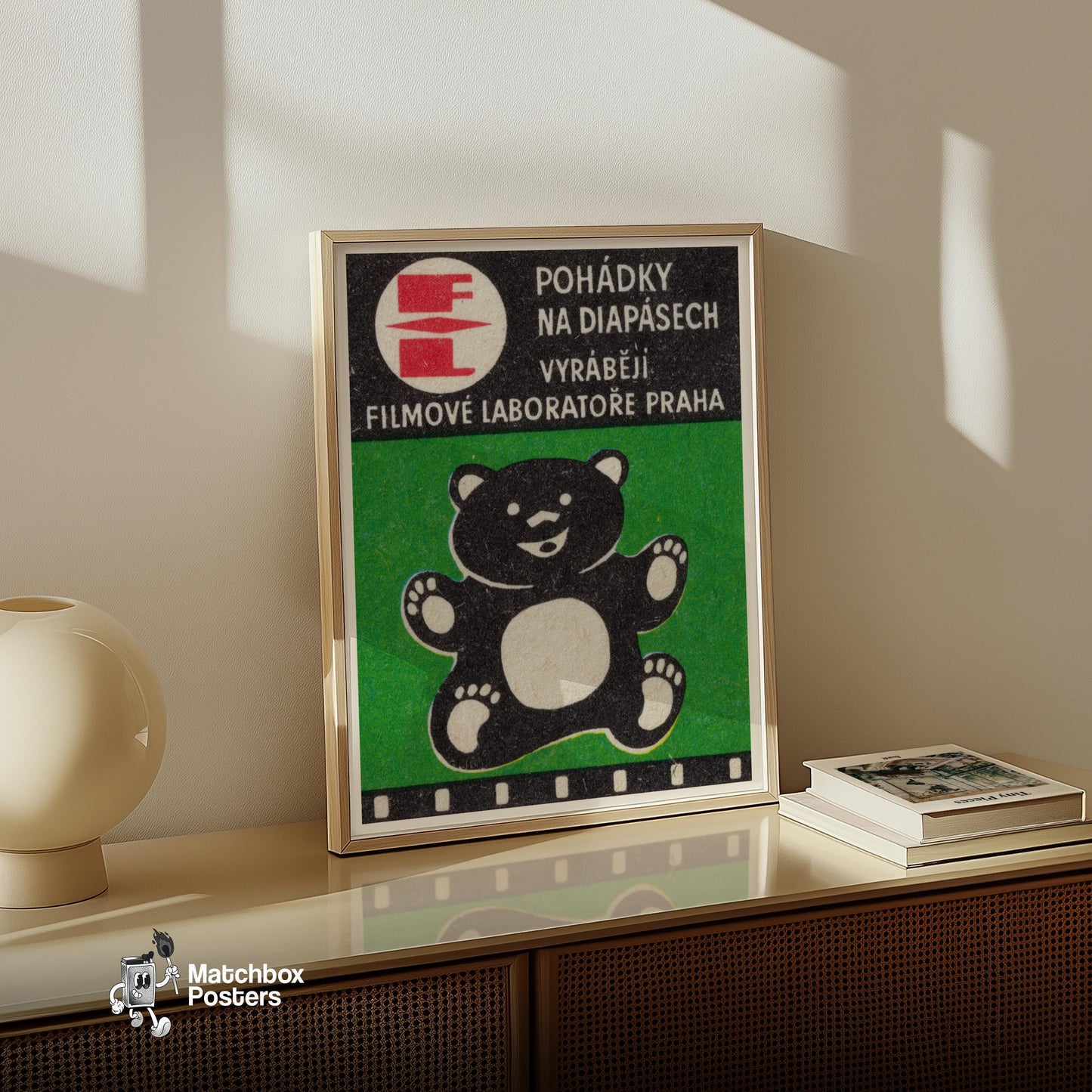 Black Bear - vintage matchbox label print - size comparison