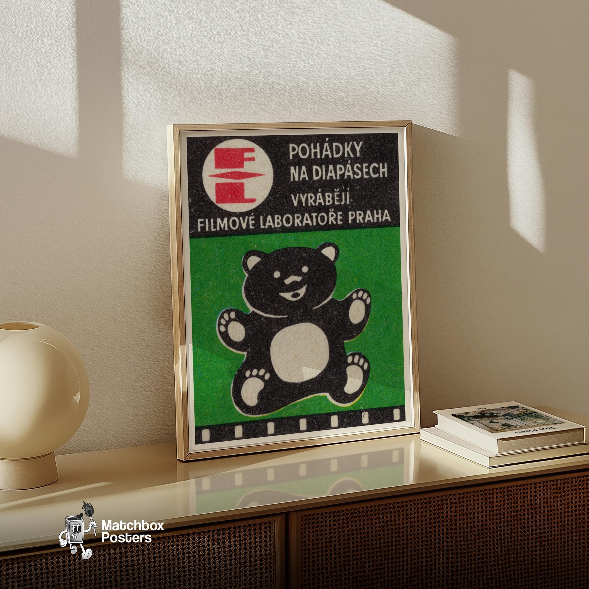 Black Bear - vintage matchbox label print - size comparison