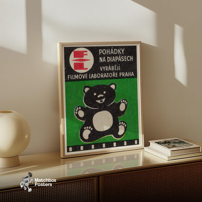 Black Bear - vintage matchbox label print - size comparison