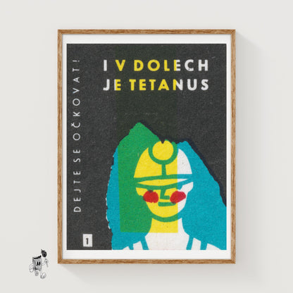 Beware Tetanus - vintage matchbox label print
