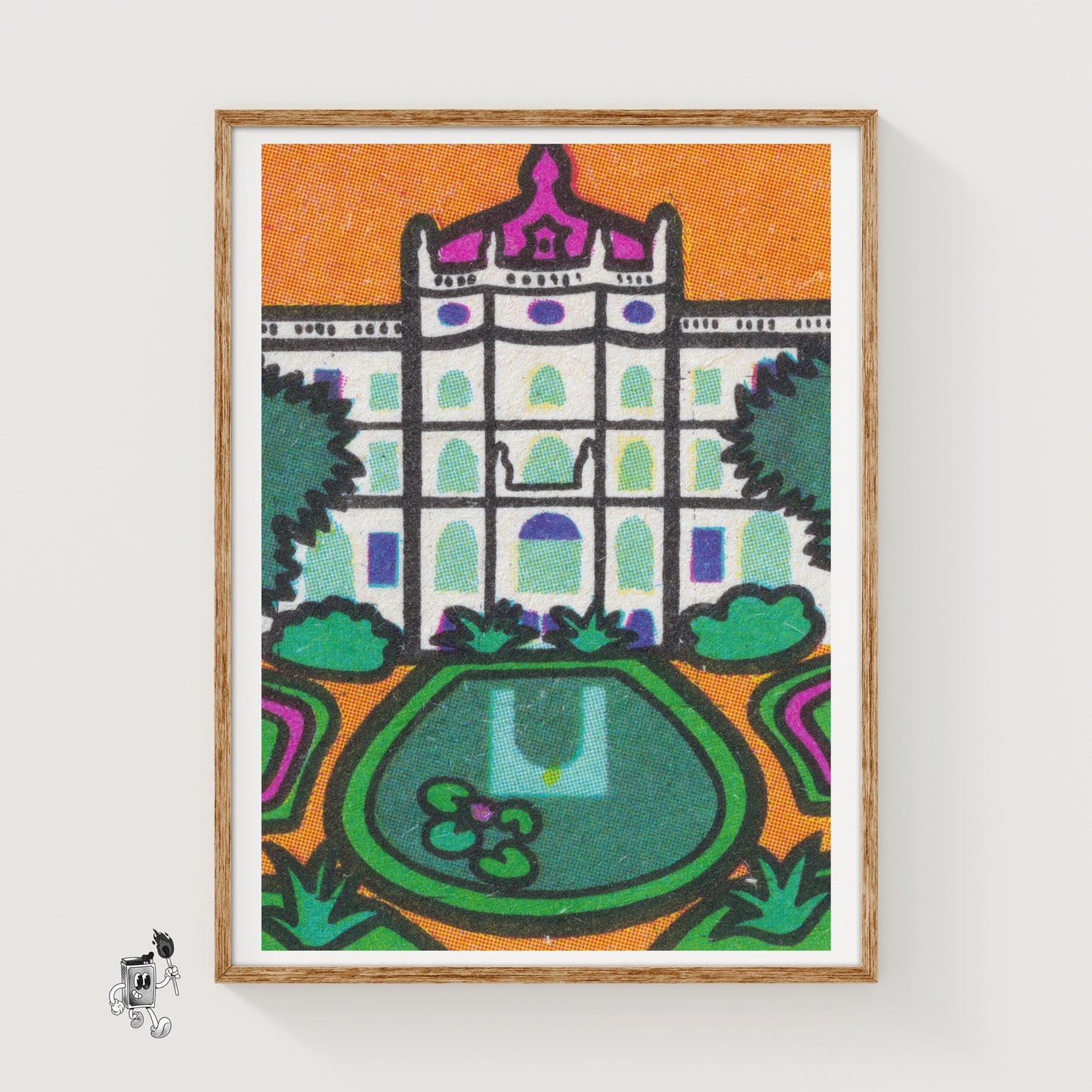 Ornate Building - vintage matchbox label print