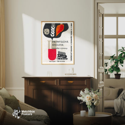 Industrial Fertilizers - vintage matchbox label print - living room mockup