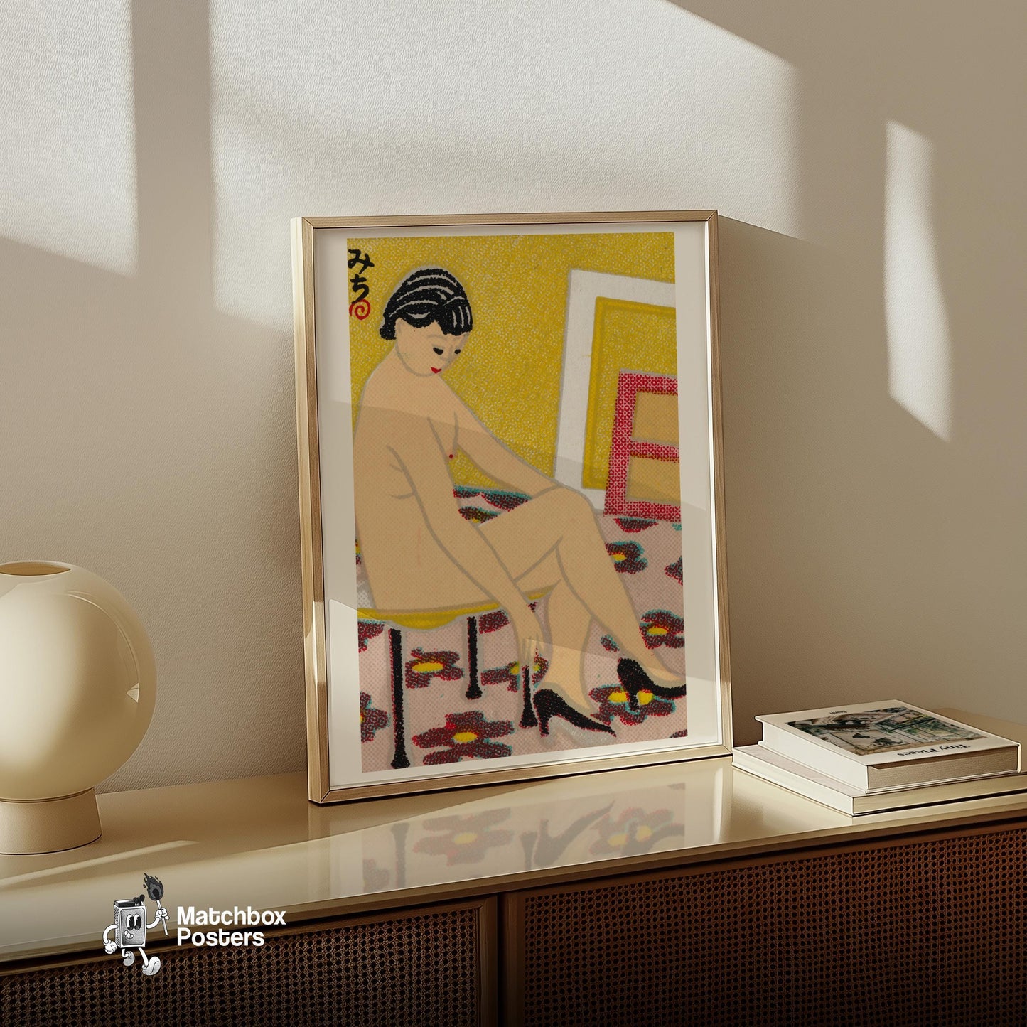 Japanese Woman - vintage matchbox label print - size comparison