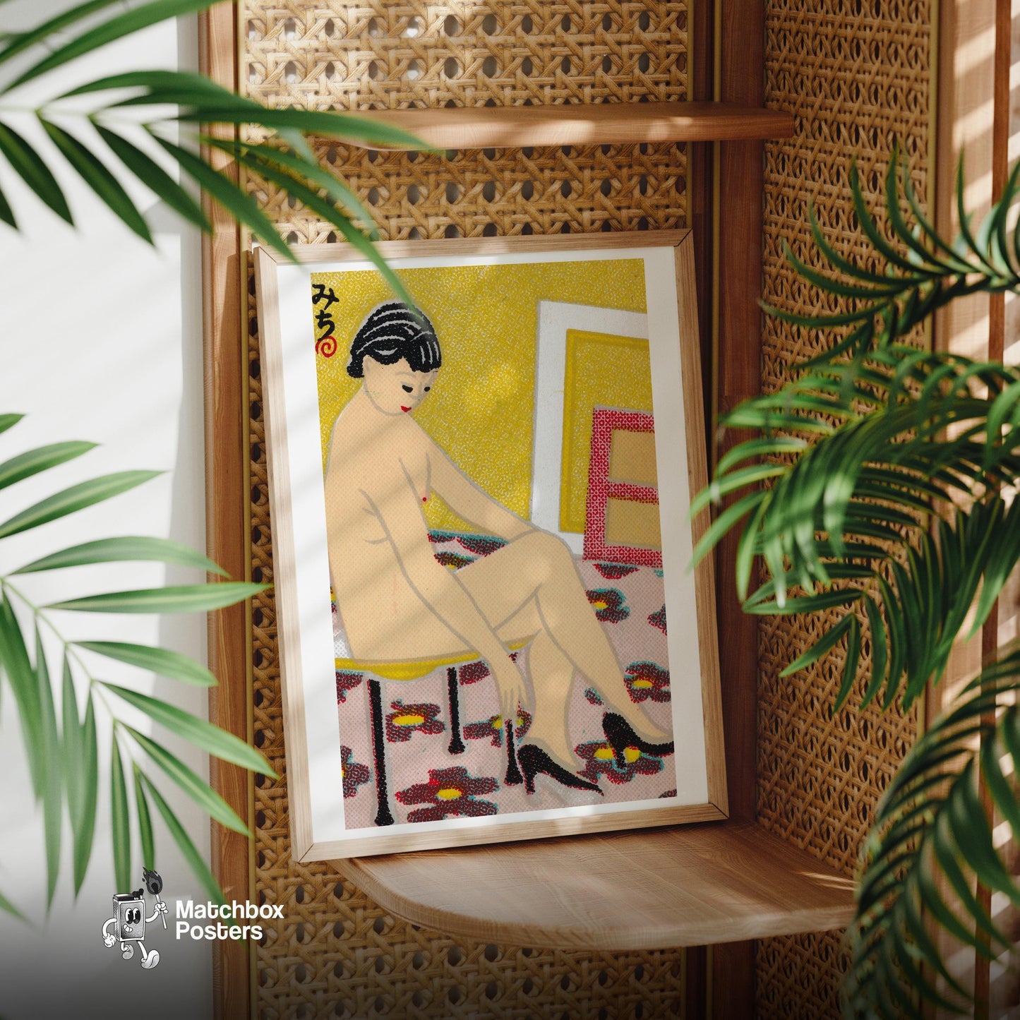 Japanese Woman - vintage matchbox label print - office wall