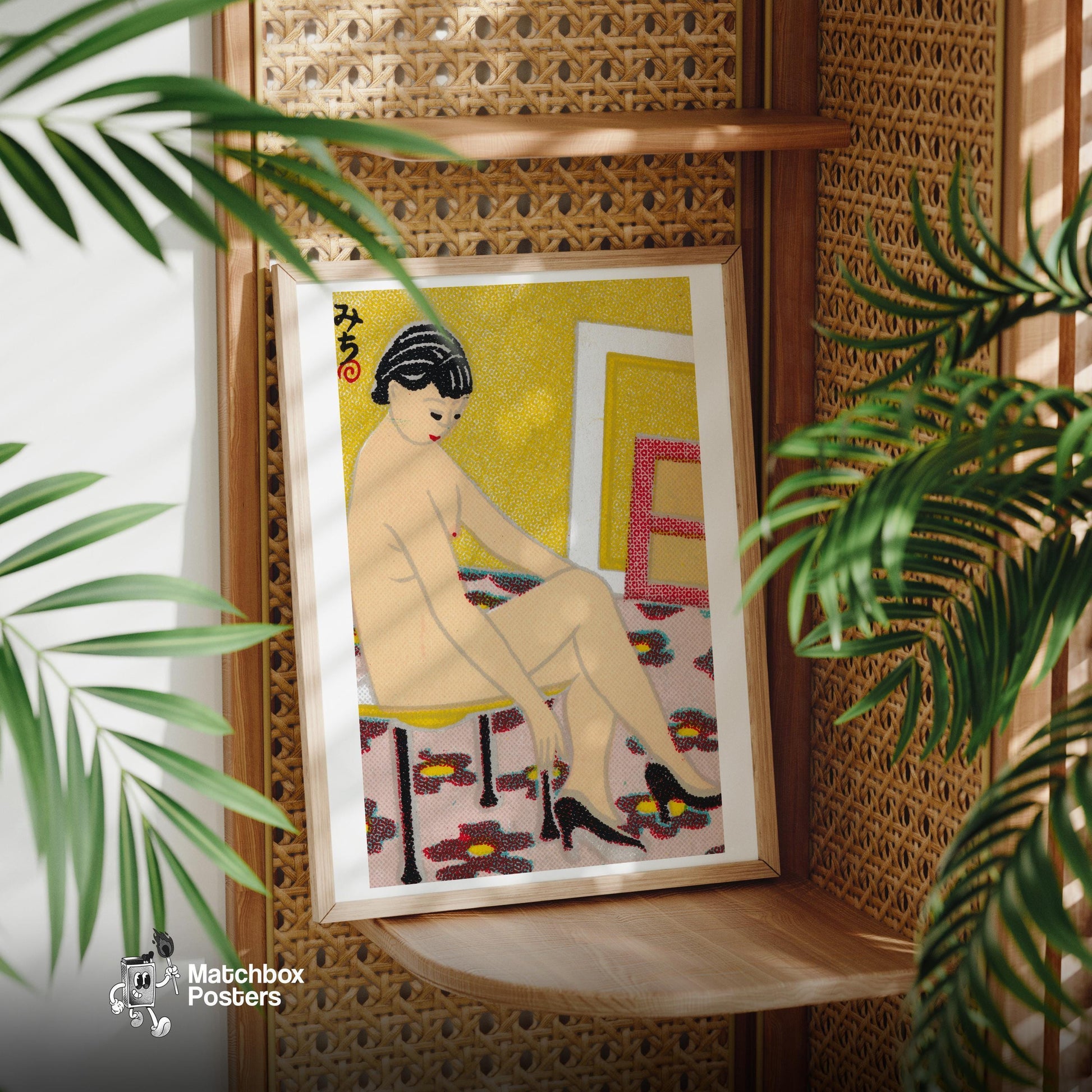 Japanese Woman - vintage matchbox label print - office wall
