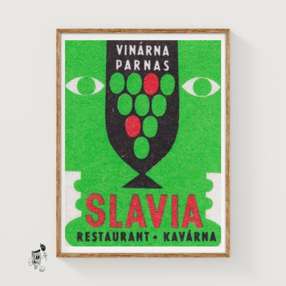 Slavia Restaurant Cafe - vintage matchbox label print