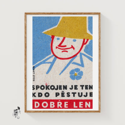 Man with Hat - vintage matchbox label print