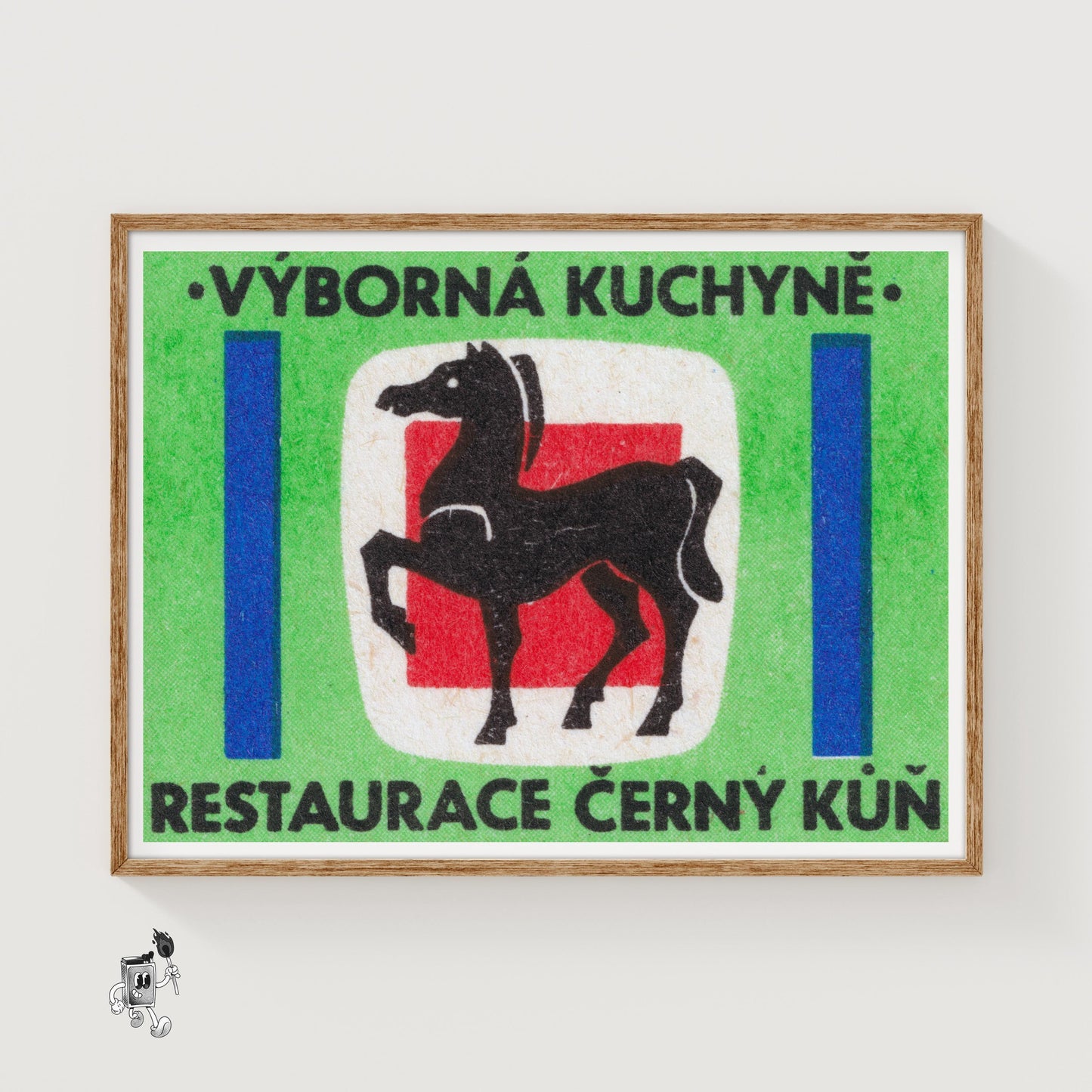 Black Horse - vintage matchbox label print