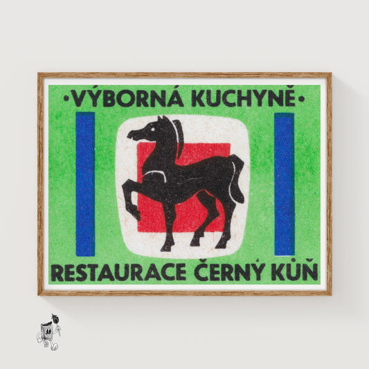 Black Horse - vintage matchbox label print