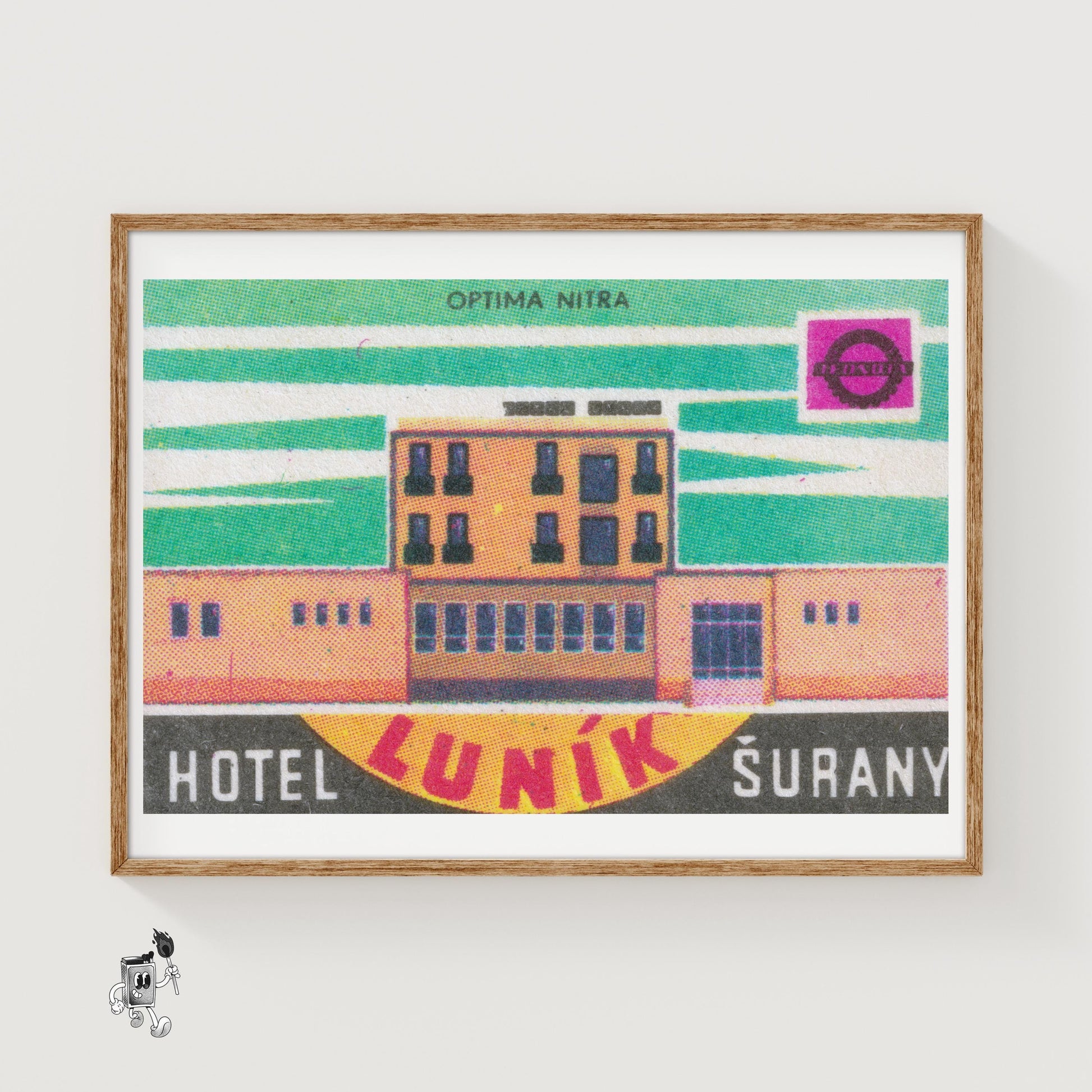 Hotel Lunik - vintage matchbox label print