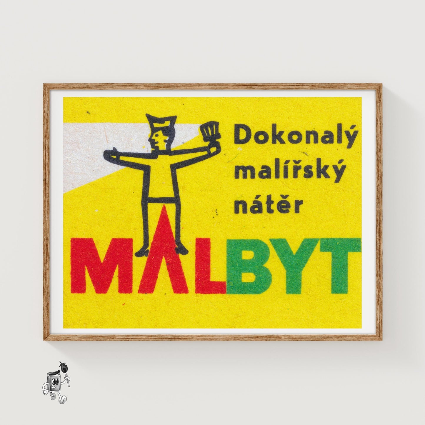 Painter with Paintbrush - vintage matchbox label print