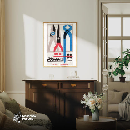 Tool Store - vintage matchbox label print - living room mockup