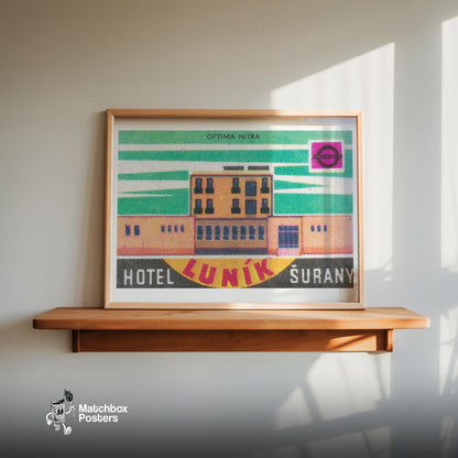Hotel Lunik - vintage matchbox label print - size comparison