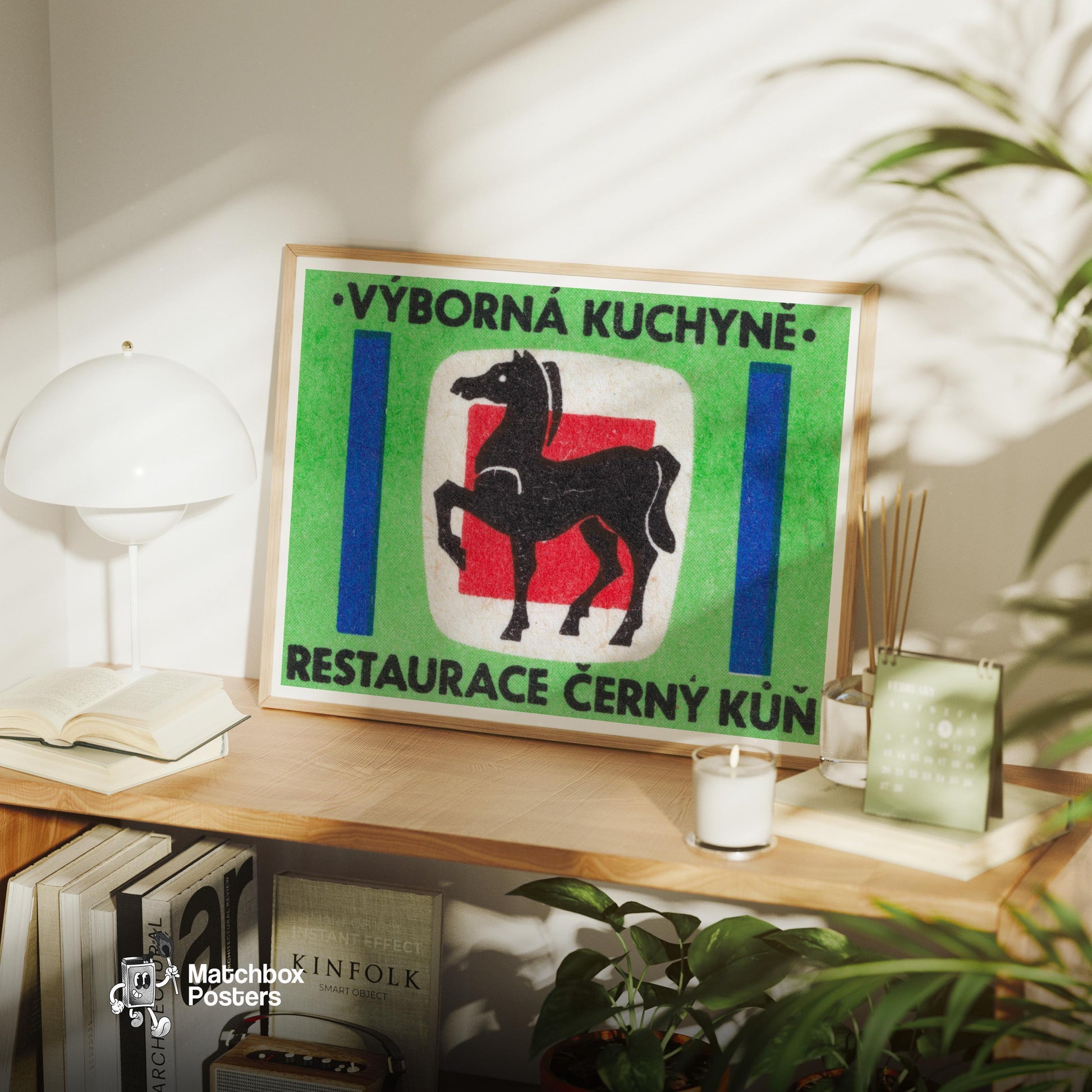 Black Horse - vintage matchbox label print - office wall