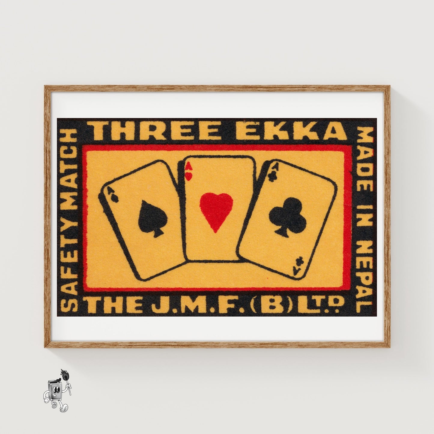Three Cards - vintage matchbox label print