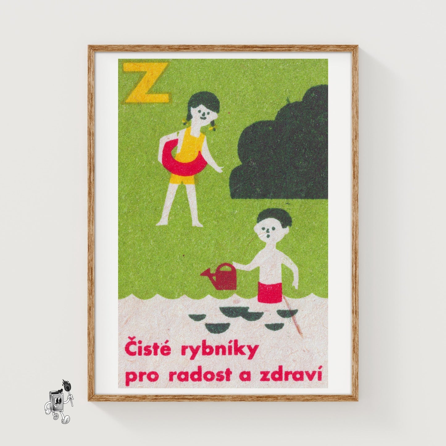 Children Playing - vintage matchbox label print