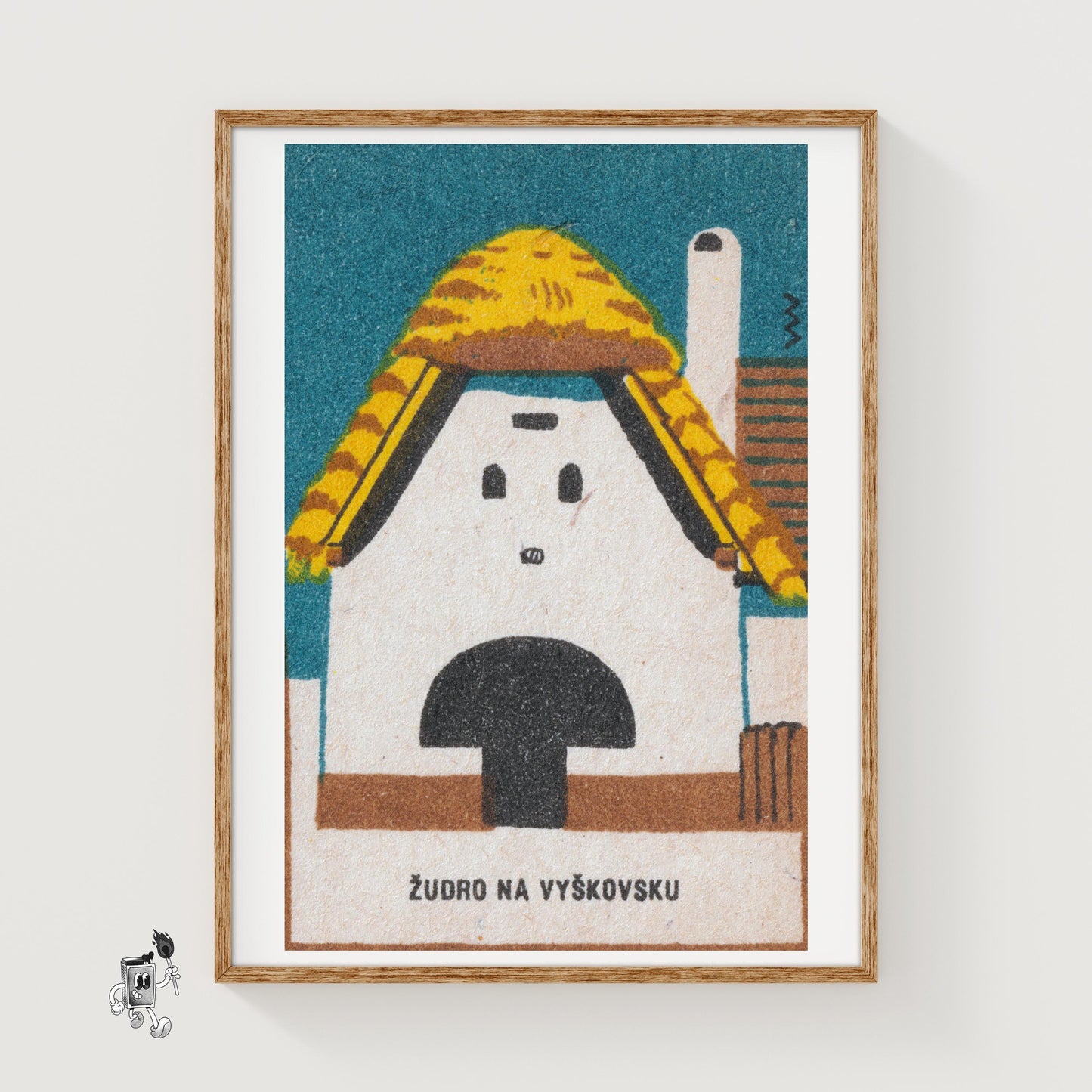Thatched Roof Barn - vintage matchbox label print