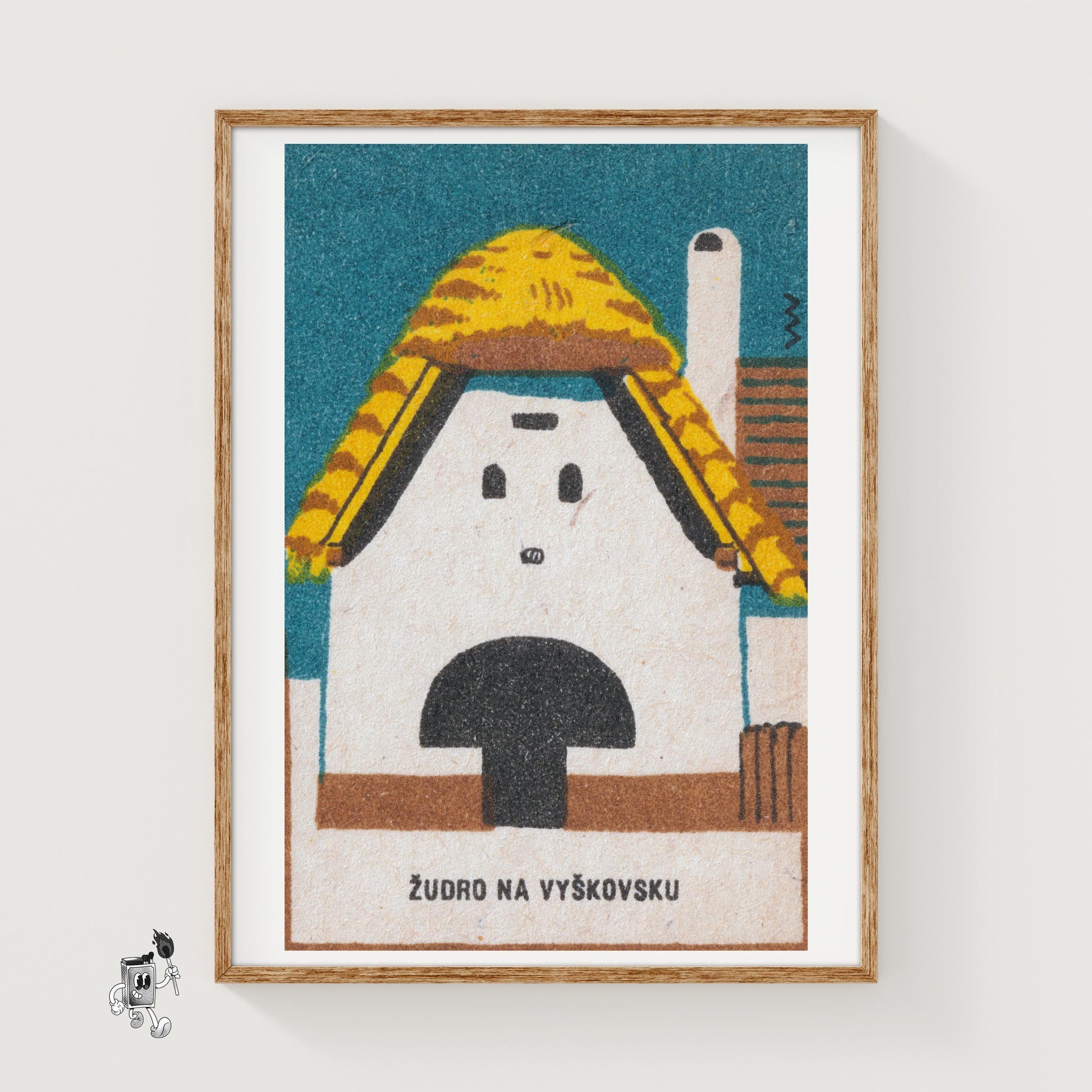 Thatched Roof Barn - vintage matchbox label print