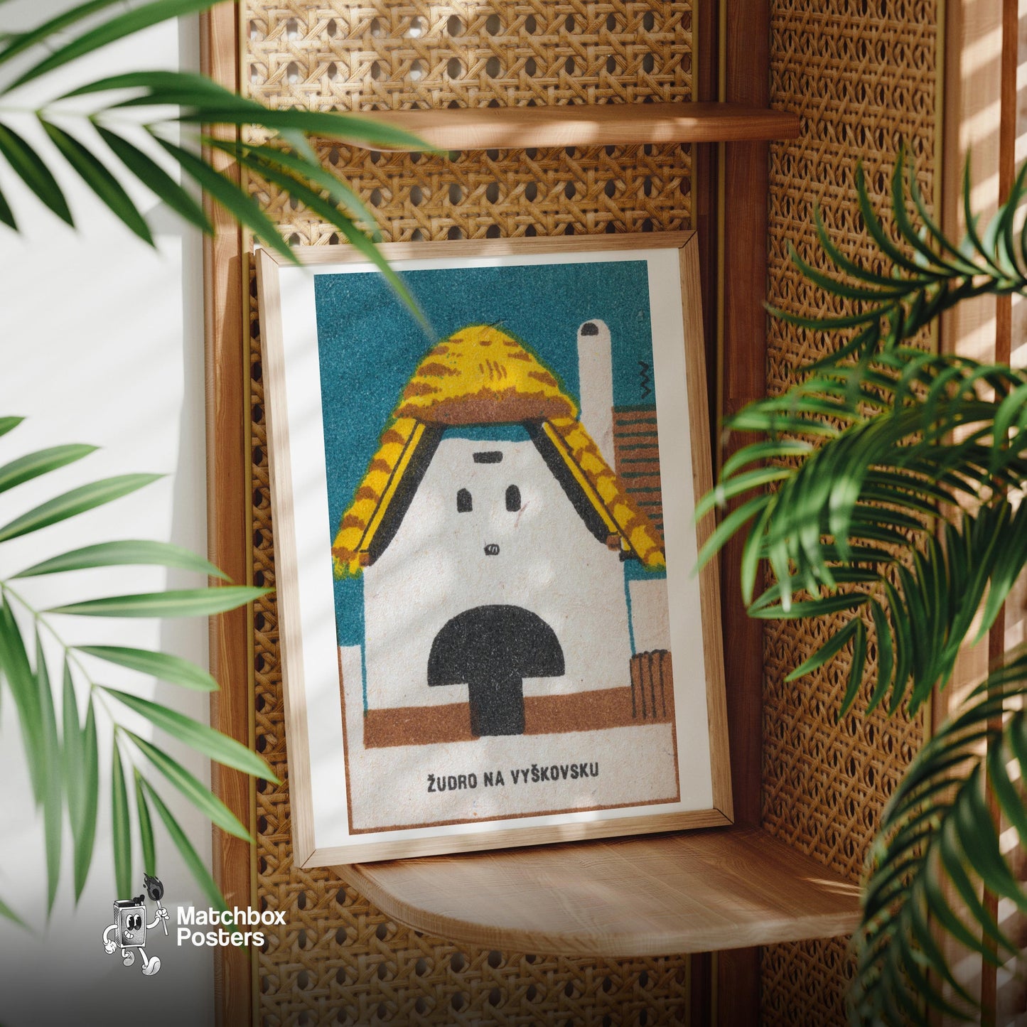 Thatched Roof Barn - vintage matchbox label print - office wall