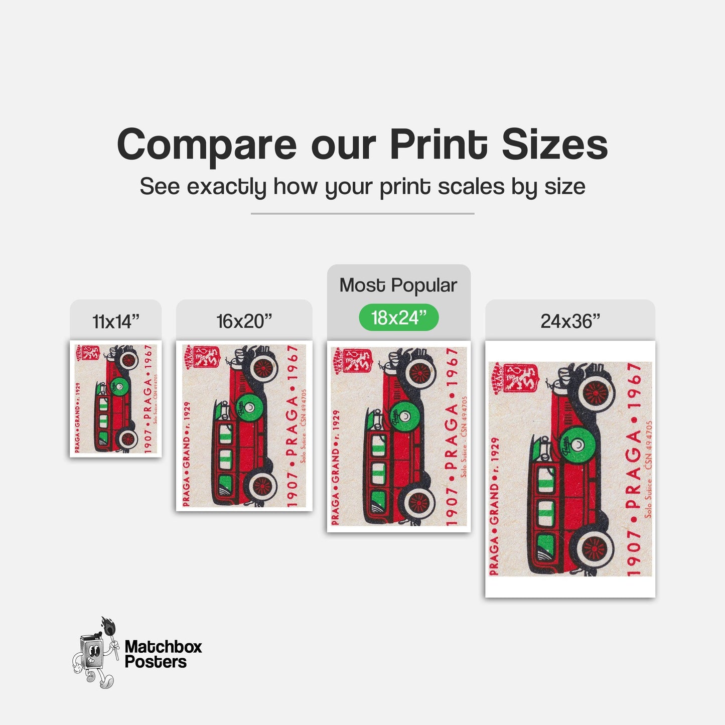 Long Red Car - vintage matchbox label print - gallery wall preview
