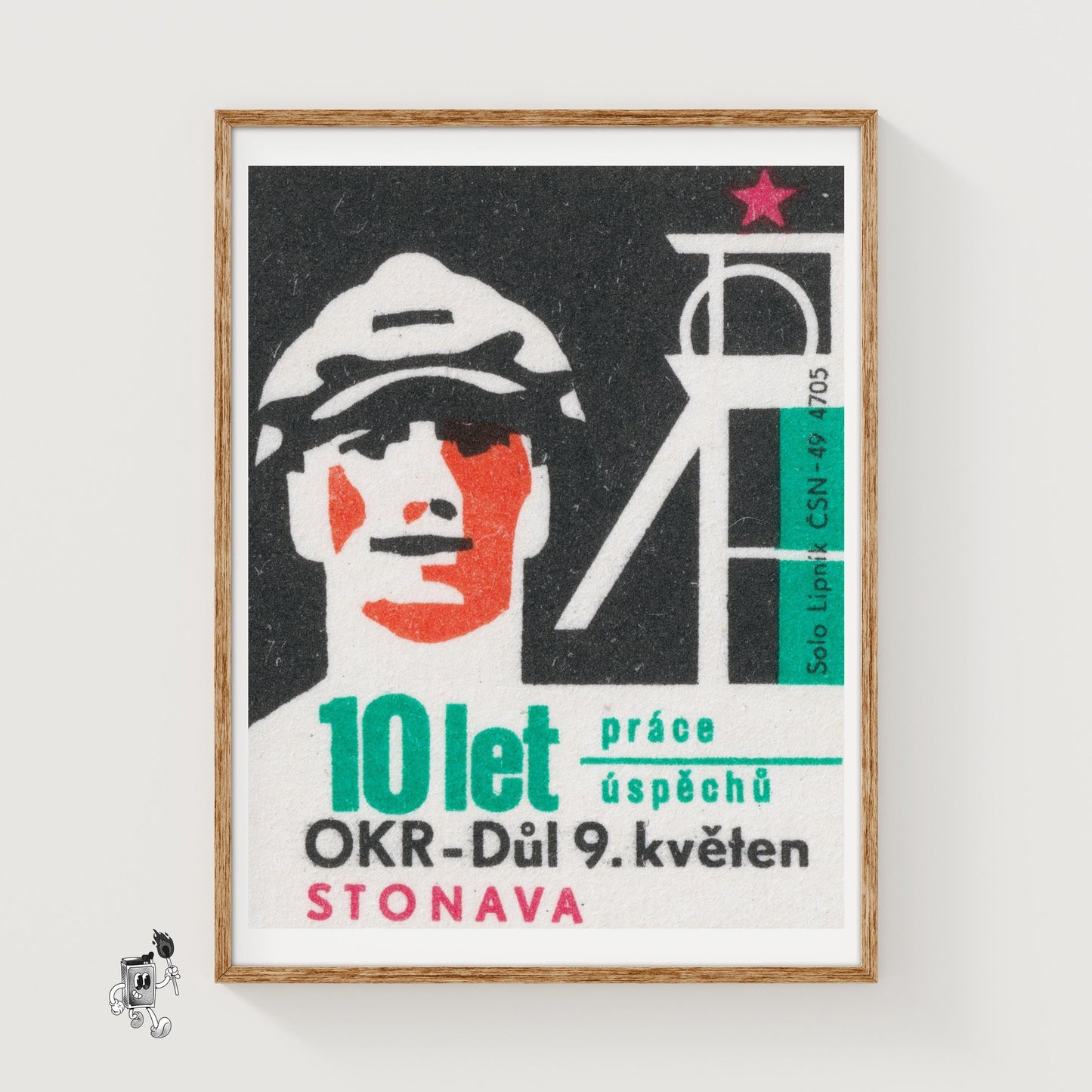Mine Worker - vintage matchbox label print