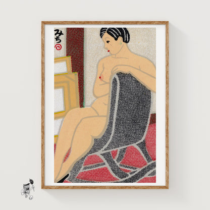 Lounging Woman - vintage matchbox label print