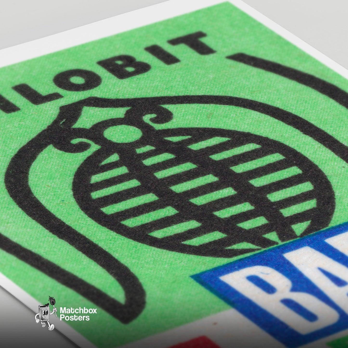 Trilobit Bar - vintage matchbox label print - close-up detail