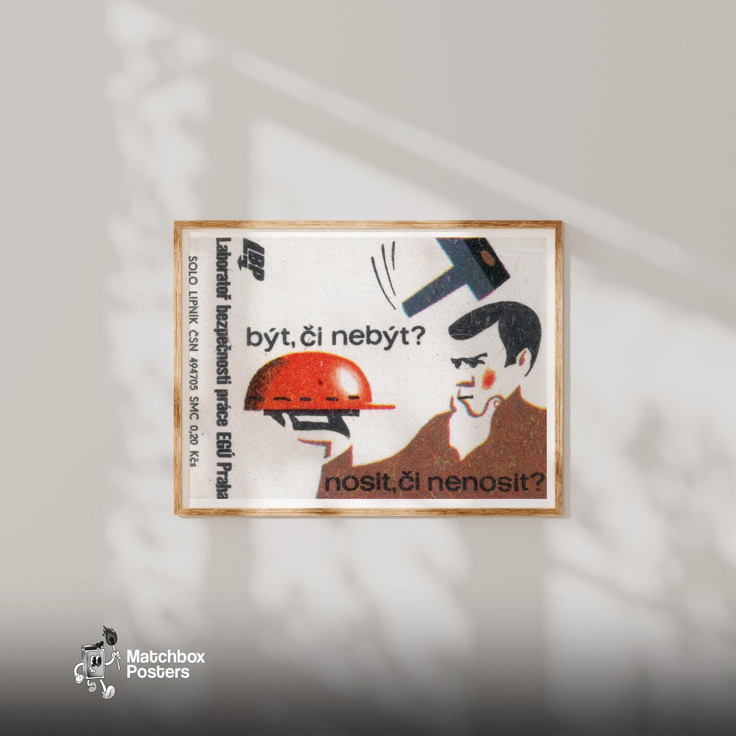 Man Contemplating - vintage matchbox label print - bedroom mockup