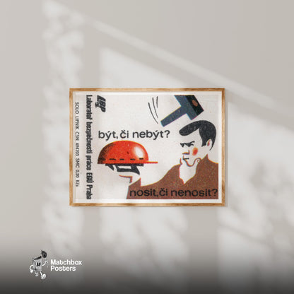 Man Contemplating - vintage matchbox label print - bedroom mockup