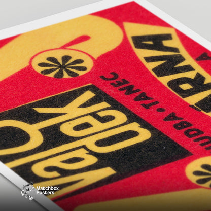 Text Czechoslovakia Mid-Century Matchbox Label - vintage matchbox label print - close-up detail