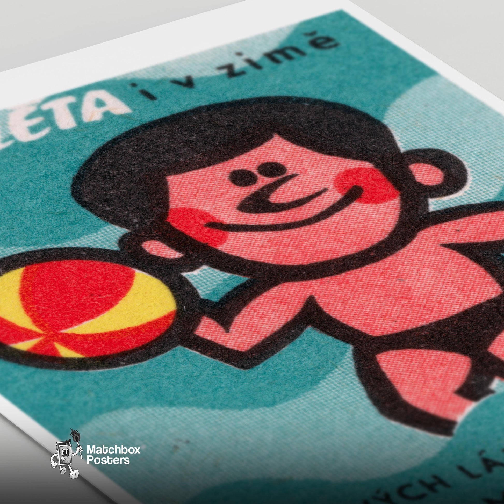 Beach Swimmer - vintage matchbox label print - close-up detail