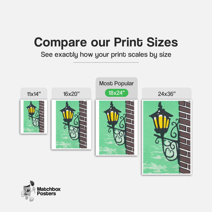 Street Light - vintage matchbox label print - gallery wall preview
