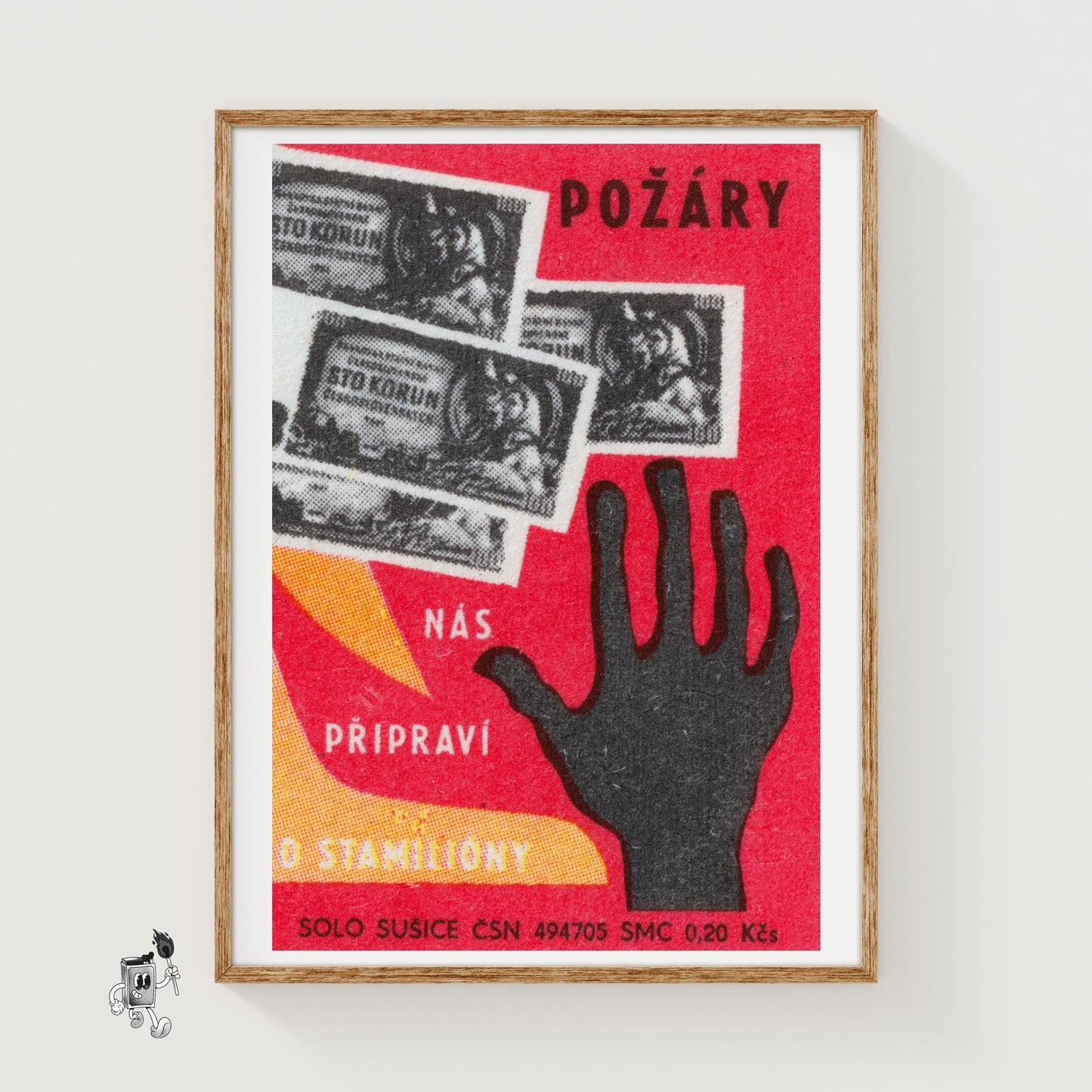 Black Hand Silhouette - vintage matchbox label print