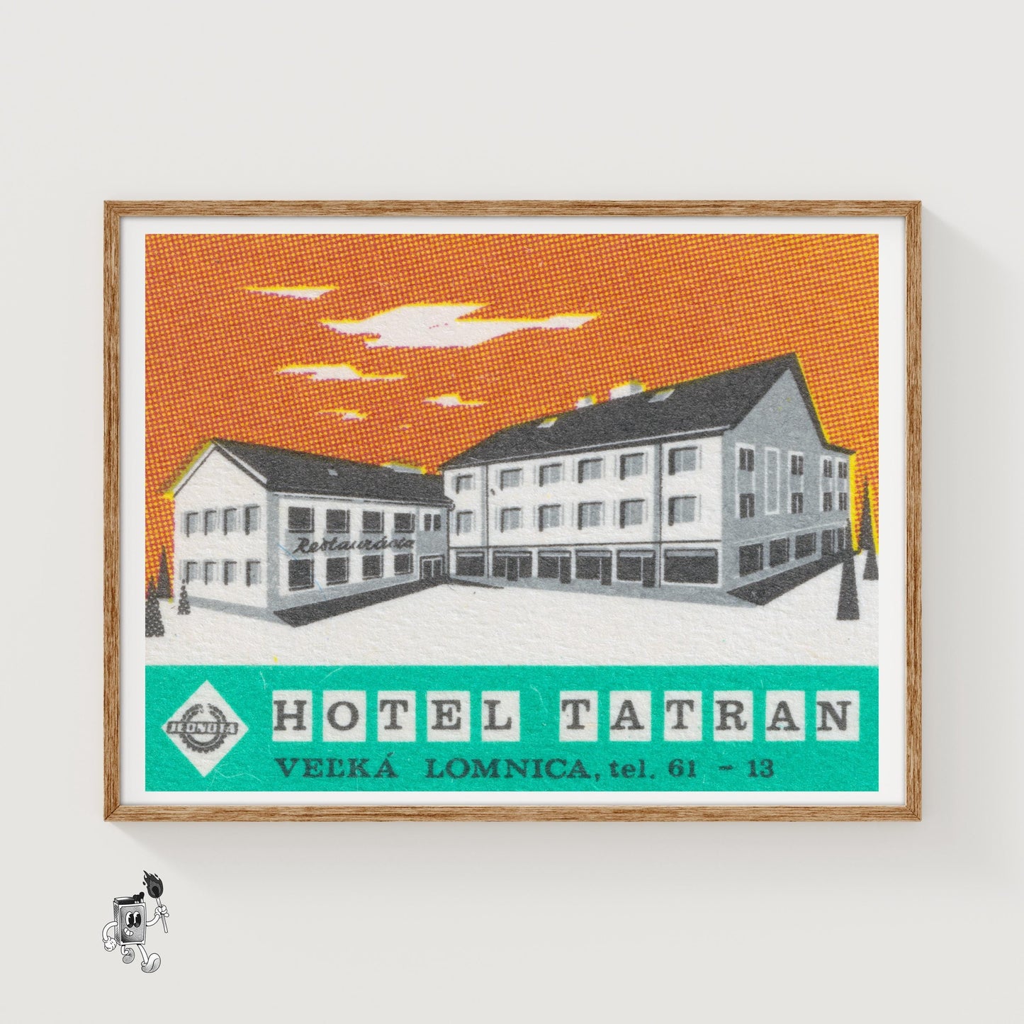 Hotel Tatran - vintage matchbox label print