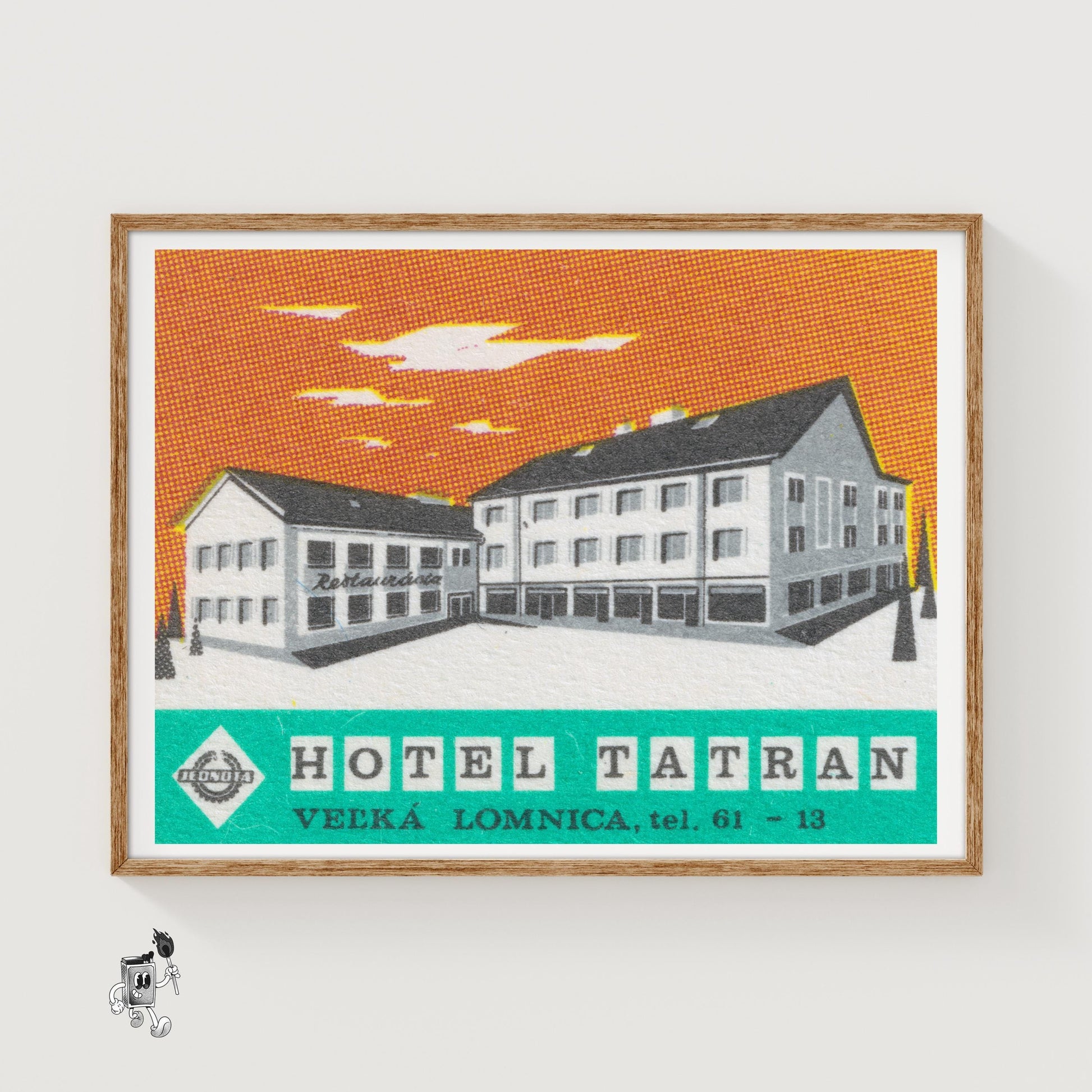 Hotel Tatran - vintage matchbox label print