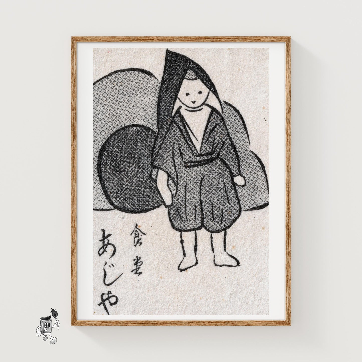 Japanese Man in Cloak - vintage matchbox label print