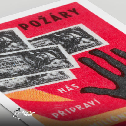 Black Hand Silhouette - vintage matchbox label print - close-up detail