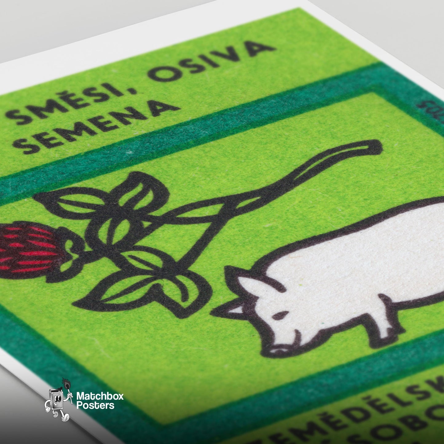 Animal Feed Mixtures - vintage matchbox label print - close-up detail