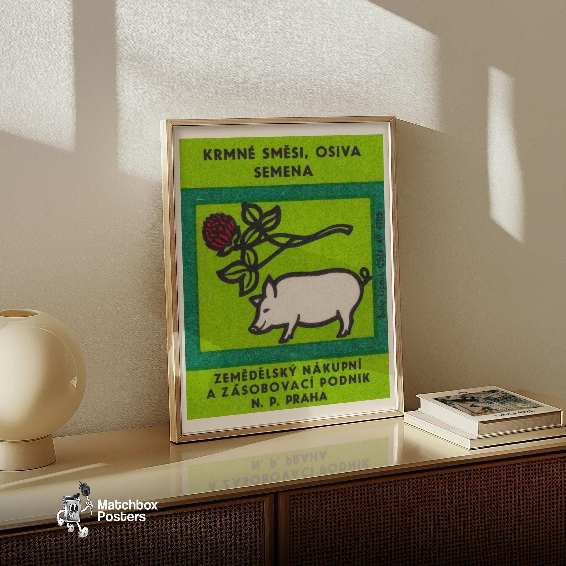 Animal Feed Mixtures - vintage matchbox label print - size comparison