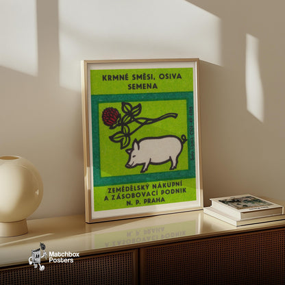 Animal Feed Mixtures - vintage matchbox label print - size comparison
