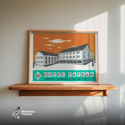 Hotel Tatran - vintage matchbox label print - size comparison