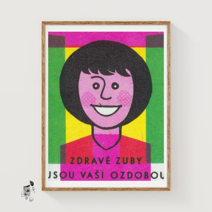 Healthy Teeth Are Beautiful - vintage matchbox label print