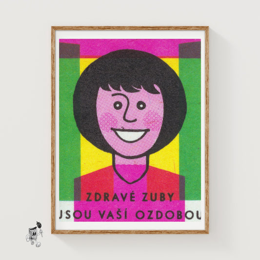 Healthy Teeth Are Beautiful - vintage matchbox label print