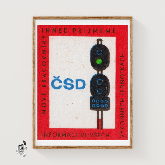 Train Signals - vintage matchbox label print