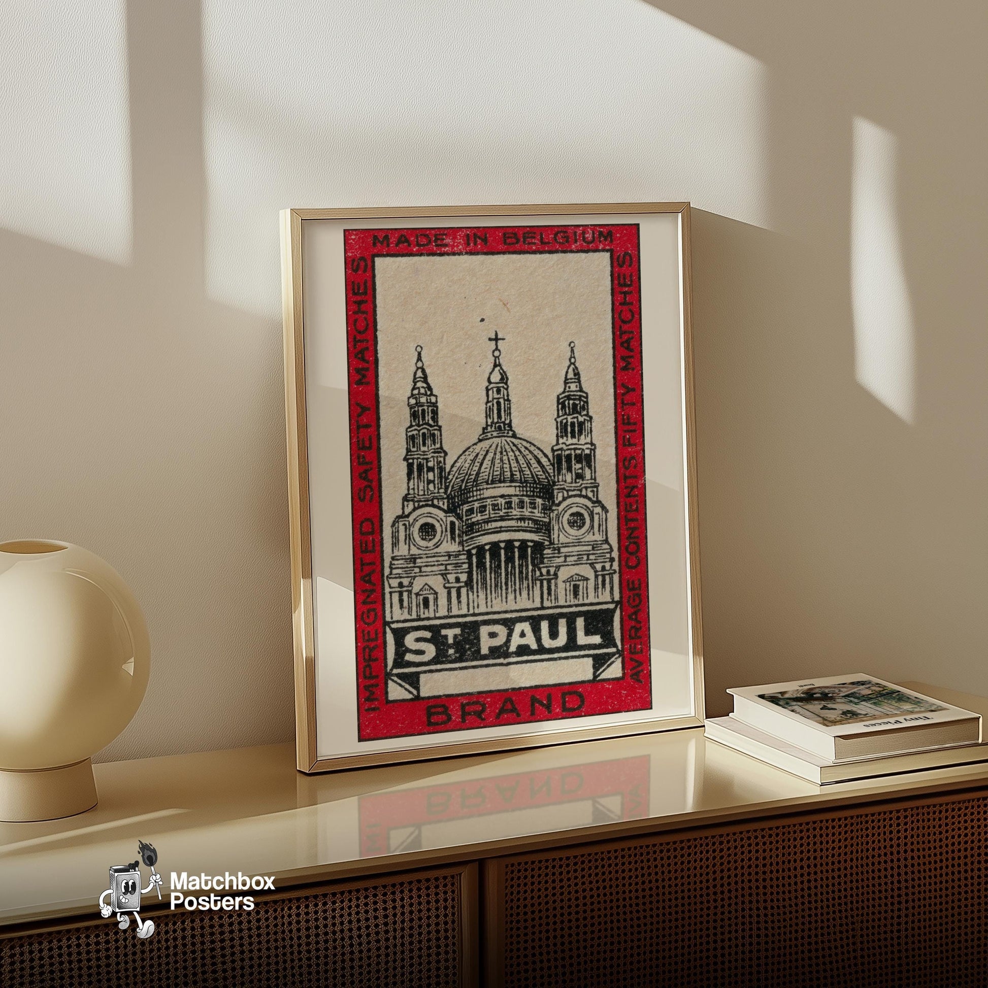 St. Paul's Cathedral - vintage matchbox label print - size comparison