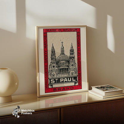 St. Paul's Cathedral - vintage matchbox label print - size comparison
