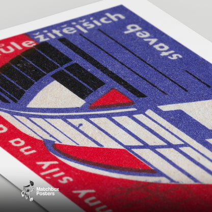 Purple Bridge - vintage matchbox label print - close-up detail
