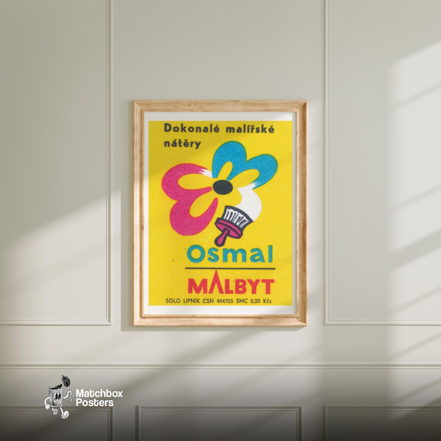Paint Company Advert - vintage matchbox label print - bedroom mockup