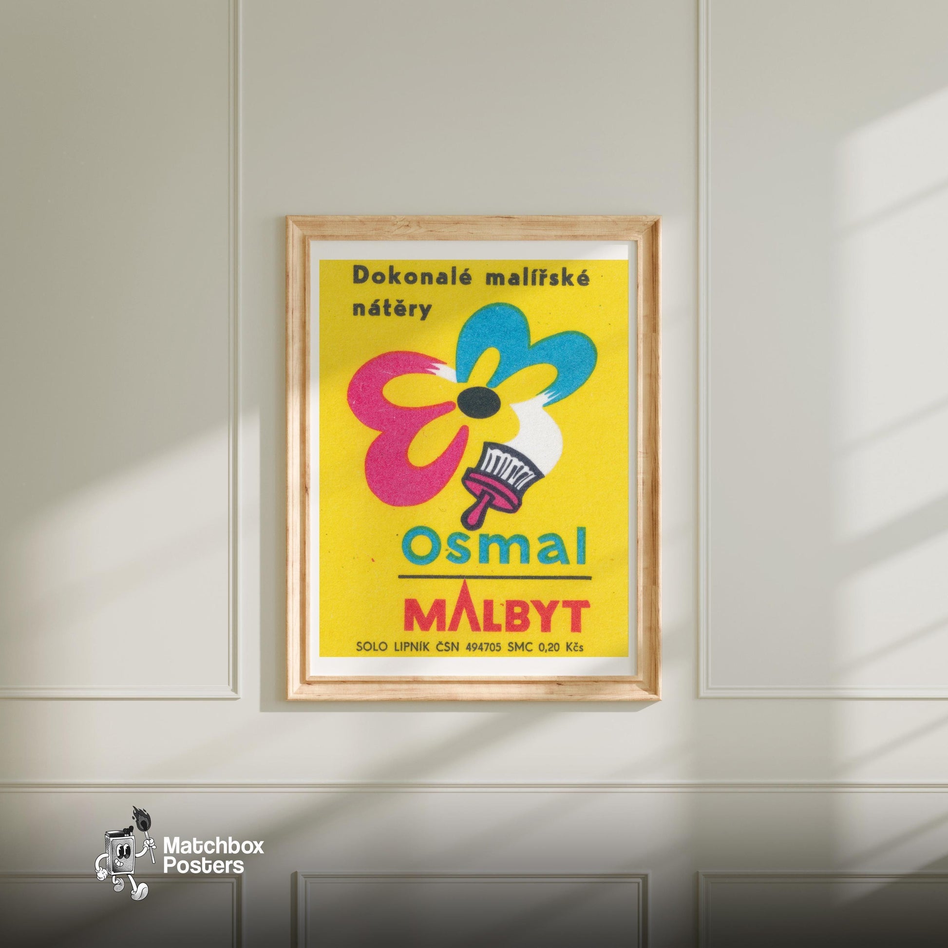 Paint Company Advert - vintage matchbox label print - bedroom mockup
