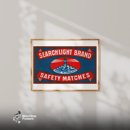 Lighthouse - vintage matchbox label print - bedroom mockup